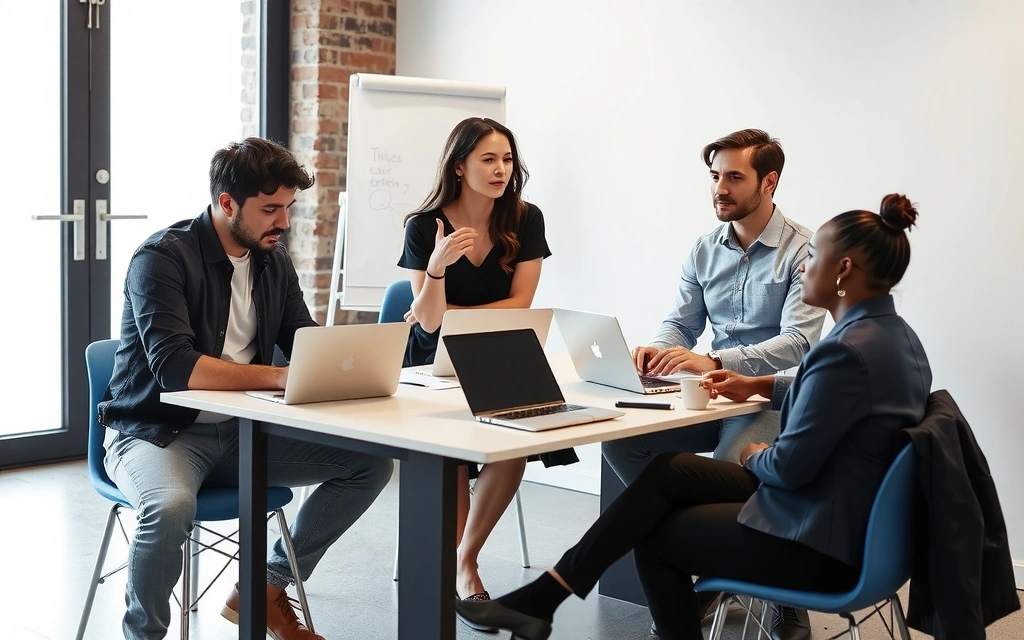 Tým studioline diskutuje strategii